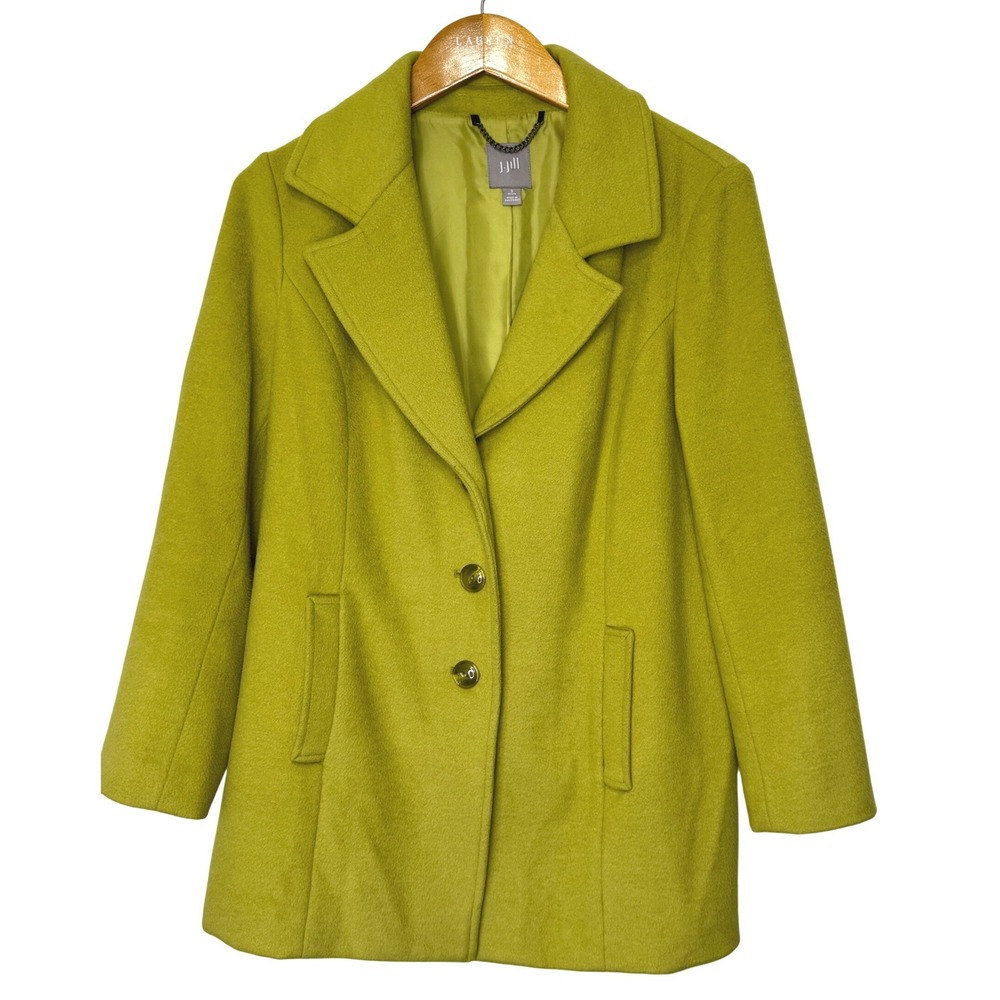 J. Jill Wool Blend Pea Coat Green Small